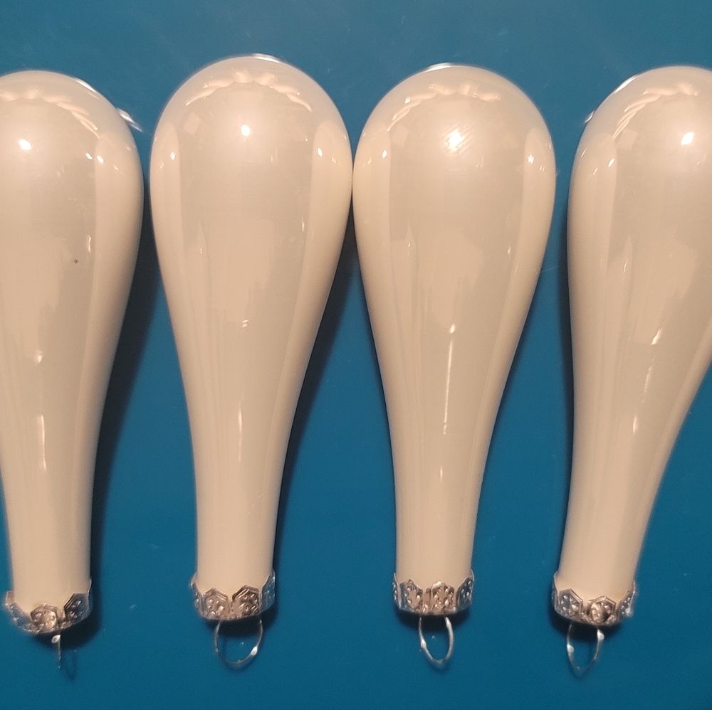 Set of 12 Christmas Tree Glass Teardrop Ornaments